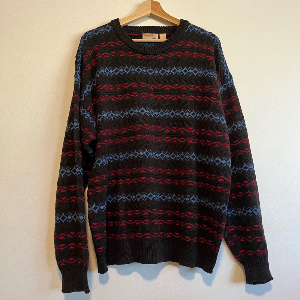 Vintage The Fox Collection 100% Cotton USA-Made Patterned Sweater Men’s Size L